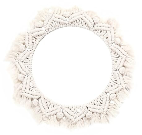 Garneck Espejo Tapiz De Pared Espejo De Maquillaje Espejo LED Espejo Elegante con Puerta De Macramé Espejos Pequeños De Macramé Decoración De Macramé Espejo De Maquillaje Corporal Ventana