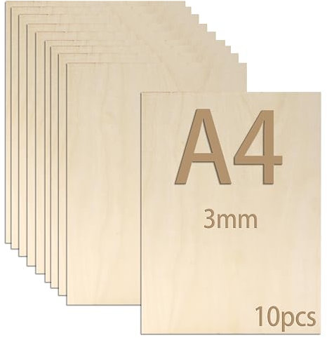 Lot de 10 plaques de sperrhéla, 3 mm, contreplaqué A4, 30 x 21 cm, plaque en bois pour travaux manuels, bricolage, travail du bois, traitement laser, pyrogravure, modélisme, décoration, peinture (A4