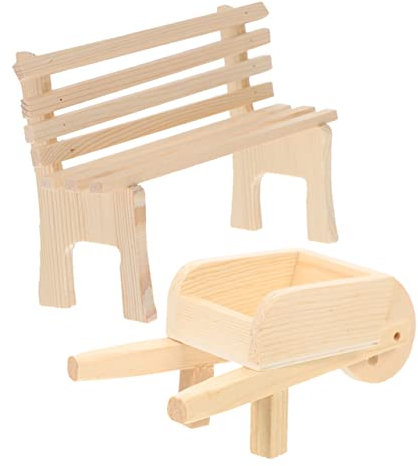 BESPORTBLE 1Set Miniature Trolley and Bench Tiny Furniture Figurine for Dollhouse Decor Micro Landscape Supplies Mini House Accessories for Styling