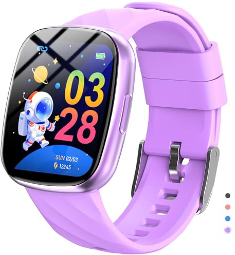 Alutoria Smartwatch per Bambini, IP68 Impermeabile Orologio Smartwatch Fitness Activity Tracker Watch con 100+ Modalità Sportive, Frequenza Cardiaca,Monitor Del Sonno Regalo per Ragazzi Ragazz,Viola