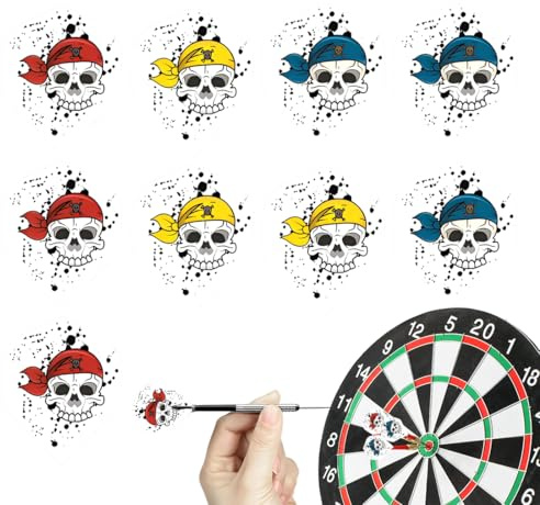 Quesuc 9 Stück Dart Flights Dartblätter Spielzeug Zubehör Standard Dart Zubehör Totenkopf Flights Plastik Für Softtip Und Stahltip Dartpfeile Weiß 4.4X3.6C