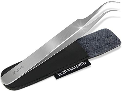InstrumenteNrw Premium Zeckenpinzette Zeckenzange Edelstahl Zecken Pinzette Hunde Katzen Tiere rostfreier Qualitätsstahl (Silber + Etui)