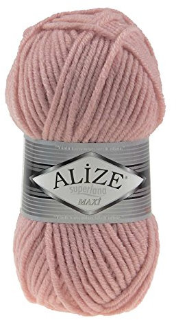 Strickgarn Strickwolle Superlana Maxi 100g 25% Wolle Wintergarn Winterwolle, 50 Farben, Farbe:161 powder rosa