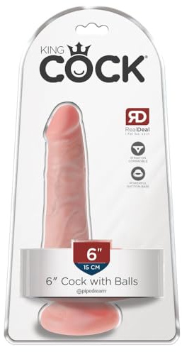 King Cock 6 Cock with Balls, Light, 6 Zoll