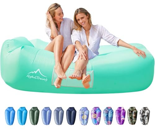 AlphaBeing Aufblasbare Liege, Strandkorbzubehör, Luftsofa, Hängematte, Aufblasbare Couch für Camping, Hinterhof oder See mit Kompressionskammern, Ideale Outdoor-Geschenke für Erwachsene