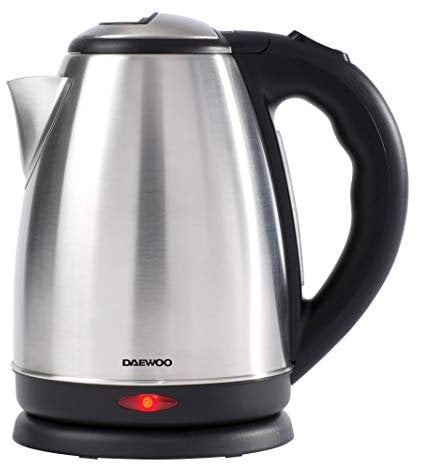 Daewoo 2200w Stainless Steel Kettle with 1.8L Capacity and External Water Gauge, Removable Filter and Concealed Heating Element For Easy Cleaning, Automatic Shut Off and Boil Dry Protection- (Brushed)