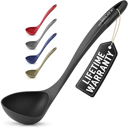 Zulay Kitchen répartir la soupe cuillère avec poignée confortable - cuisine et sert une cuillère à soupe, chili, sauce, vinaigrette et crêpes batter - grand nylon scoop et soupe ladel idéal pour can