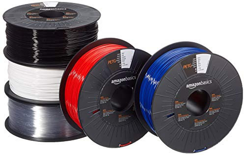 Amazon Basics 3D-Drucker-Filament aus PETG-Kunststoff, 1.75 mm, 1 kg pro Spule, 5 Spulen, 5 Mehrfarbig