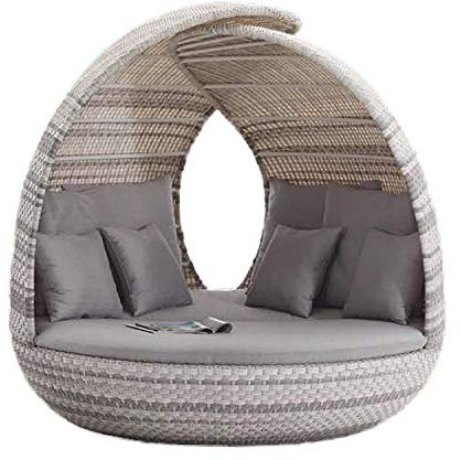 Strandkorbwerk Liegeinsel Piccadilly Lounge White Wash Duo Weaving mit 360°-Drehtechnik