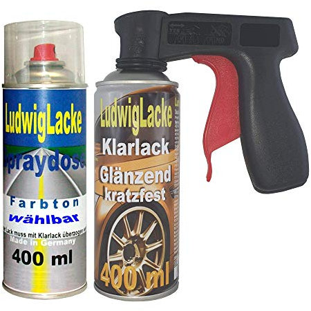 Ludwig Lacke Spray Set für BMW Schwarz II 668 400ml Lack +400ml Klarlack + Griff