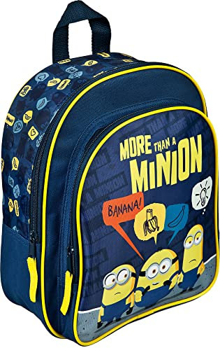 Undercover MNIO7601 - Kinderrucksack Minions mit Hauptfach, Fronttasche, Reißverschluß und höhenverstellbaren, gepolsterten Schultergurten, für Schule, Freizeit und auf Reisen
