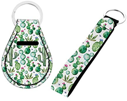 Kuiaobaty Llavero Neopreno Llavero Llavero Llavero 2pcs Llavero Llavero Durable Lanyard, Cactus Verde, Talla única