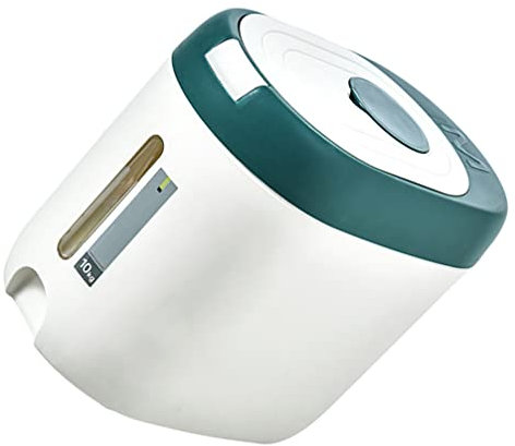 Angoily Cereal Dispenser Auto Flip Top Rice Storage Bin Airtight Food Storage Container Rice Cylinder for Flour Rice Sugar Light Grey 10KG, Green, 30.8x26.5cm