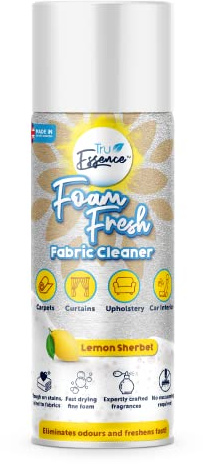 TruEssence Carpet Cleaner Shampoo Floor Cleaner Stain Remover Foam Car Upholstery Cleaner - Neutralises Odours, Deep Cleans, Antibacterial Spray - Powerful Foam Shampoo 400ml (Lemon) Made in the UK