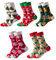 GEYIWSSXY Weihnachtssocken Damen Lustige Baumwolle Socken Weihnachts Sneaker Socken Weihnachtsmotiv Bunte Socken Damen Christmas Socks 5 Paare