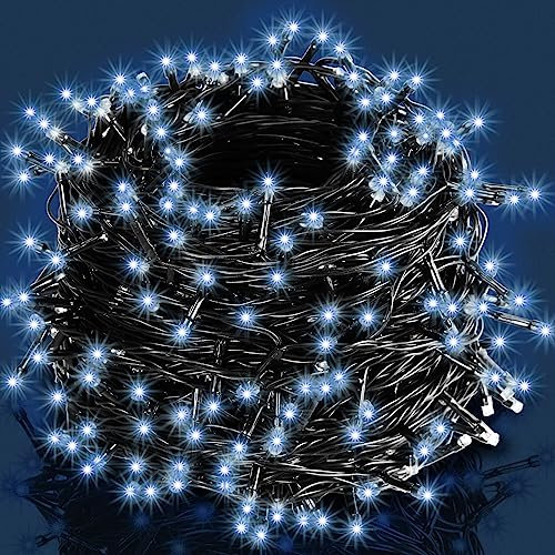Deuba® Lichterkette 100 LED Außen Timer 8 verschiedene Leuchtmodi IP44 Dimmbar Batterie Weihnachten Innen Weihanachtslichterkette Beleuchtung Kaltweiß