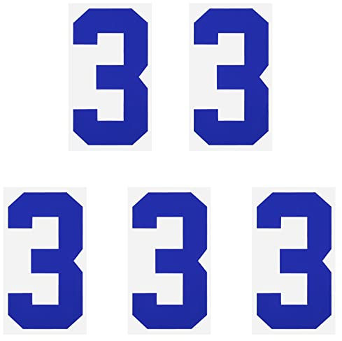 sourcing map Iron on Number 3 Heat Transfer 8 Blue Single Number for Team Uniform, Sports T-Shirt, Football, Basketball, Baseball Pack of 5
