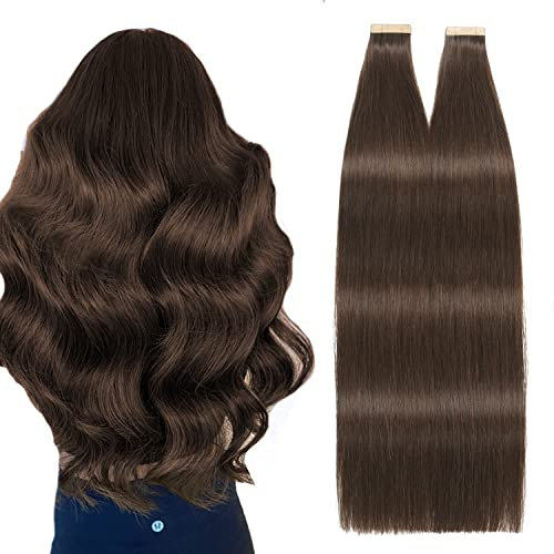 HotLulana Tape Extensions Echthaar Dunkel Braun Extensions Echthaar 18zoll/45cm 40Pcs 80g Remy 100% Natürliche Tape in Extensions Echthaar Human Hair Invisible Echthaar Extensions Tape #2.
