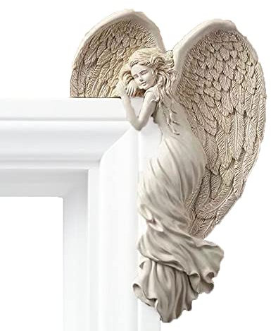 zalati Marco de puerta con patrón de ángel, escultura de pared de resina, adornos decorativos para sala de estar, dormitorio, oficina, derecha