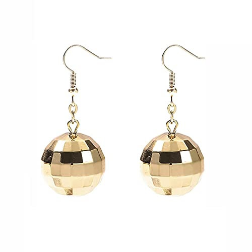 Discokugel Ohrringe,Silber 70er Disco Ball Earrings Thema Party Diskokugel Ohrringe Mädchen Schmuck Accessoires Outfit Damen Discokugel Accessoires Discokugel kostüm-ostergeschenke,osterdeko (Gold)