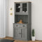 Hommdiy Küchenschrank, Hochschrank Küchenbuffet Vitrinenschrank, Buffetschrank Highboard VIGO Grau 78x40x175 cm Massivholz Kiefer, mit 2 Türen, VID-3188303-10122102