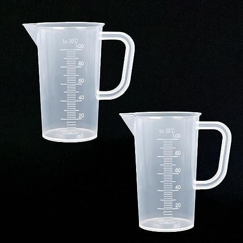 Wisebom 2 Pz Misurino Graduati, 100ml Misurino Graduato di Precisione, Trasparente Contenitore Graduato in Plastica, Misurino Dosatore Liquidi per Cucina, Laboratorio, Casa