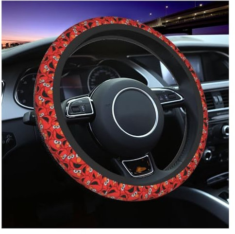 Auto Lenkradschutz Blaue Sesamstraße-Lenkradabdeckung Für Mädchen, Cookie-Lenkradschutz, Universell Für 37–38 cm Autozubehör (Farbe : N, Größe : 1 UK)