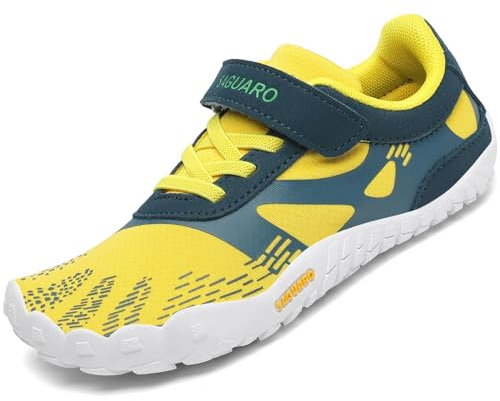 SAGUARO Calzado Descalzos Niños Zapatillas de Trail Niñas Transpirables Minimalistas Zapatos de Deporte Antideslizantes Fitness Barefoot Zapatillas Senderismo Exterior Amarillo 27 EU