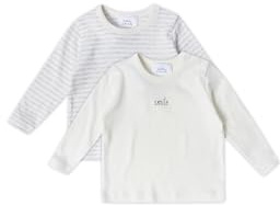 Stellou & friends Langarmshirt 2er Set Unisex I Hochwertige Baby-Kleidung aus 100% Bio Baumwolle I Gr. 50-56 - Weiß Grau