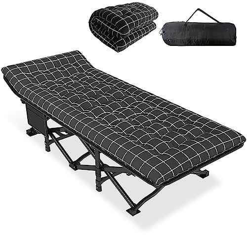 ATORPOK SHOP Campingbett mit bequemer Matratze (Schwarz)