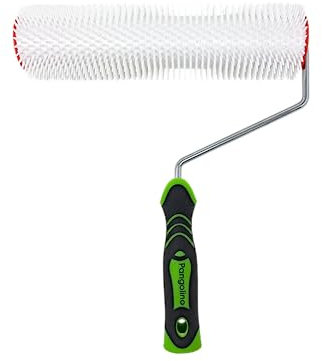 Pangolino Rouleau de purge, 25 cm, Arceau en métal à un bras, Longueur du pic : 31 mm, Qualité professionnelle, Rouleau à picots pour aérer les revêtements de sol