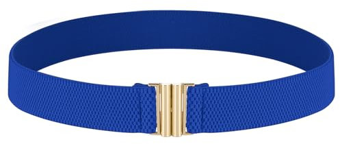 Jeffdad Einfacher Elastischer Gürtel mit flacher Schnalle, Elastischer Damen Taillengürtel Frauen Stretch Gürtel Vintage Cinch Belt Elastic Belt Trimmer Stretchbund für Kleid Kleider (Hellblau)