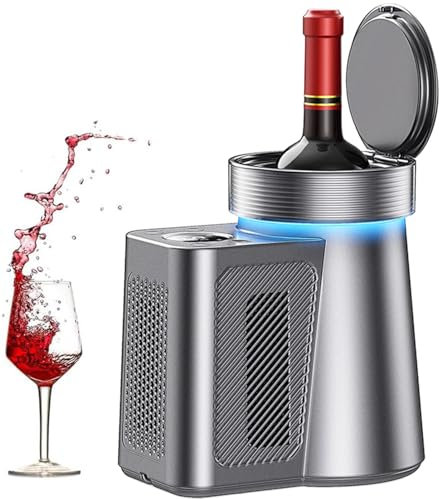 Enfriador de Vino eléctrico, Enfriador de Vino portátil para Bebidas frías y Vino Tinto y Blanco de 750 ml, Enfriador de Vino sin Hielo de Acero Inoxidable
