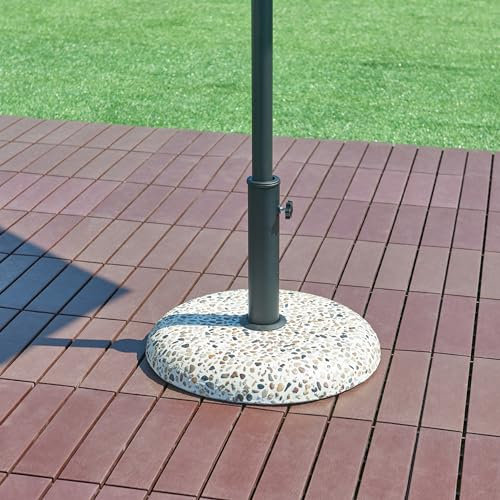 casa.pro Pied de Parasol Rond avec Adaptateurs 37 42 52 58 mm Fixation Facile Couche de Protection Résistant aux Intempéries Béton Fer Plastique 45 x 6 cm Aspect Pierre