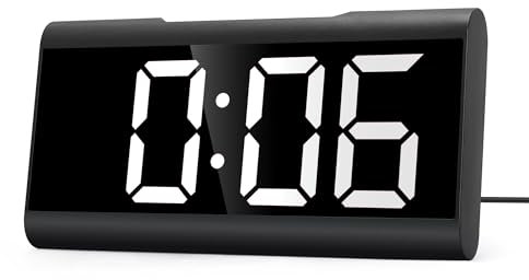 Lafocuse Reloj Despertador Digital con Pantalla LED Grande, Fácil de Leer Despertador con Temperatura, Fecha, Brillo Ajustable, Snooze, 12/24H Despertador Inteligente para Mesa Mesita, Blanco