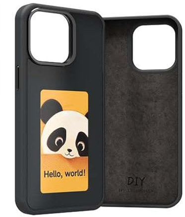 fonefunshop Case Compatible With iPhone 15 Pro Max With NFC E Ink Ai Smart Display for Photos/Images black