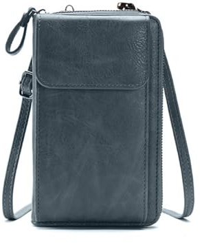 Pmnzdy Handytasche zum Umhängen Damen Geldbörse Kleine Handy Umhängetasche Leder Brieftasche RFID Schutz Crossbody Handytasche Schultertasche mit Fach Verstellbar Abnehmbar Schultergurt Blau