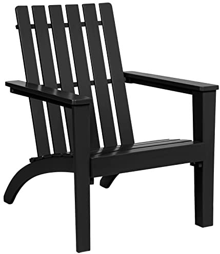 COSTWAY Adirondack Chair, All-weather Solid Acacia Wood Fire Pit Chair, Outdoor Armchair Garden Seat Patio Furniture for Deck Backyard (Black)