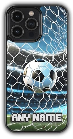 mypetsdirect.co.uk iPhone 13 Pro Personalised Football Phone Case - Custom Name Soccer Ball Cover Compatible for iPhone & Android - Customised Gift for Boys and Girls, Anti-Scratch, Anti-Drop-Shock