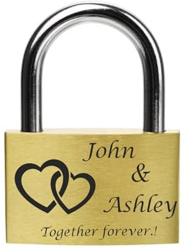 Candado grabado personalizado (fabricado en Estados Unidos), candado de aniversario, candado de boda, candado de promesa de amor, candado grabado personalizado para ti amor (40 mm) x 25 mm, FANSTIK