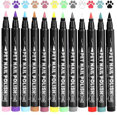 Zasdvn Welpen-Nagellack, Nagellackstifte für Hunde,12 Stück schnell trocknender, haustiersicherer Nagellack | Schnell trocknender, haustiersicherer Nagellack, 12 Farben, kreatives