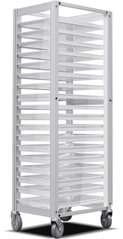 Rejilla para bandejas de panecillos 18 niveles,Rejilla de acero inoxidable para panadería cubierta transparente,Rejillas para bandejas de horno para pizza y masa rejilla de almacenamiento refrigerad