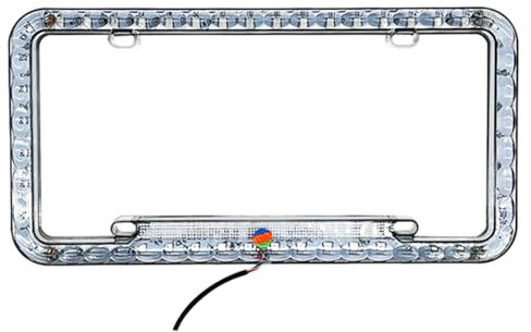 LED Tag Light Fixture - Dustproof Vehicle Plate Light, 3 Levels Adjustable Motorcycle Number Plate | Waterproof Lighted License Holder with LED Light, License Plate Bar for Night Driving