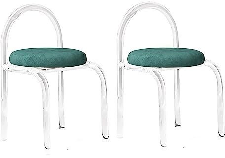 Juego de 2 sillas de comedor de terciopelo acrílico con patas transparentes, modernas sillas de cocina transparentes para comedor, dormitorio, tocador, silla de bar sin brazos