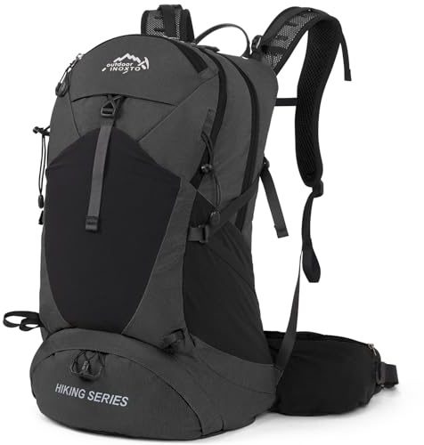 IX INOXTO Wanderrucksack, 35 l, wasserdichter Wanderrucksack mit 3 l Wasserblase und Regenschutz, leichter Reise-Camping-Rucksack