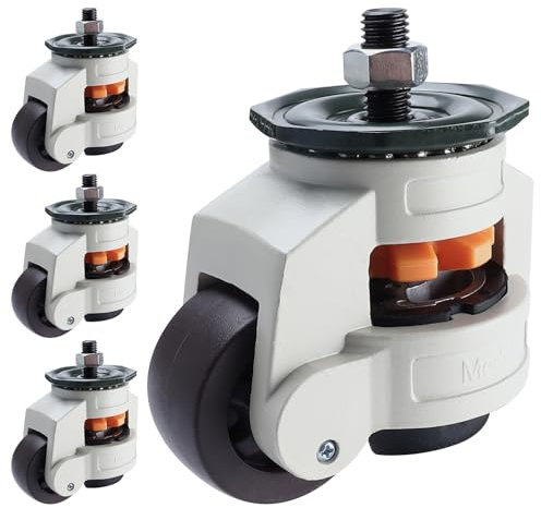 Homtone Schwenkbare Lenkrollen 4 Stück, Einziehbare Werkbank Transportrollen Höhenverstellbare Nivellierrollen, für Werkbank 50 mm Lenkrollen, Gesamtkapazität 2000KG