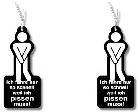 2x Duftbaum Ich Fahre nur so schnell weil ich PISSEN muss, Auto lustig Duftspender, Duftbaum Auto tuning, Lufterfrischer, Duftanhänger Auto, Duftbaum Set Auto, Scherzartikel