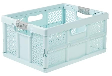 keeeper lea Stabile Profi-Klappbox mit Soft-Touch Griffen, 48,5 x 35 x 23,5 cm, 32 l, Aquamarine