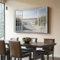 Leinwandbild Modern Meerblick Aus Dem Fenster Poster 120 x 50 cm (Ungerahmt) Wandbild Kunstdruck für Wohnzimmer Schlafzimmer Büro Wanddeko Weiß not Rahmen Bild auf Leinwand