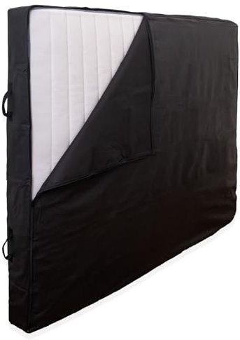 WOOPAK® - Housse Protection Matelas Déménagement - 4 Poignées et Fermeture à Glissière - Sac de Stockage et Rangement - Transport Facile - Noir (90x200cm - épaisseur 25cm)